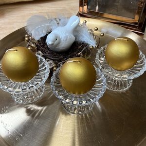 PartyLite Holiday Spice Gold Pearl Ball Candles-3 2’’